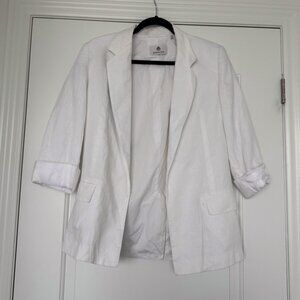 Babaton White Linen Blazer